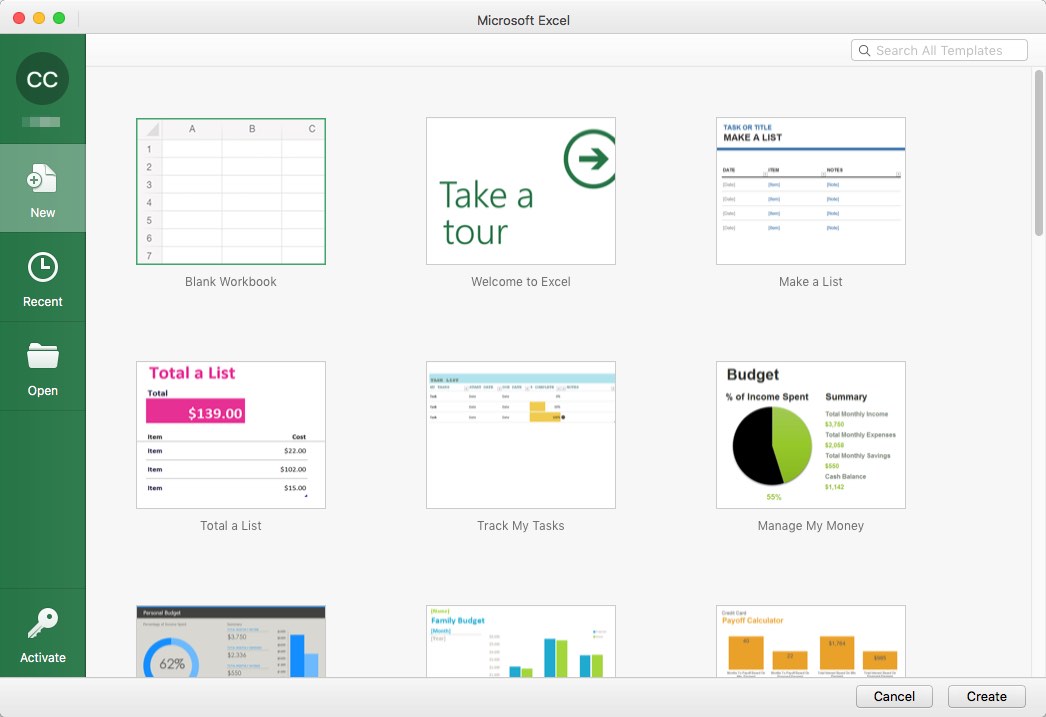 Microsoft Office 2016 : Excel Main Window