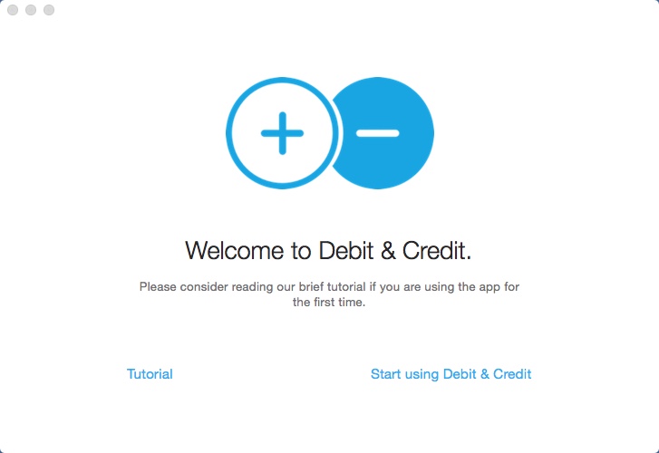 Debit & Credit 2.2 : Welcome Window