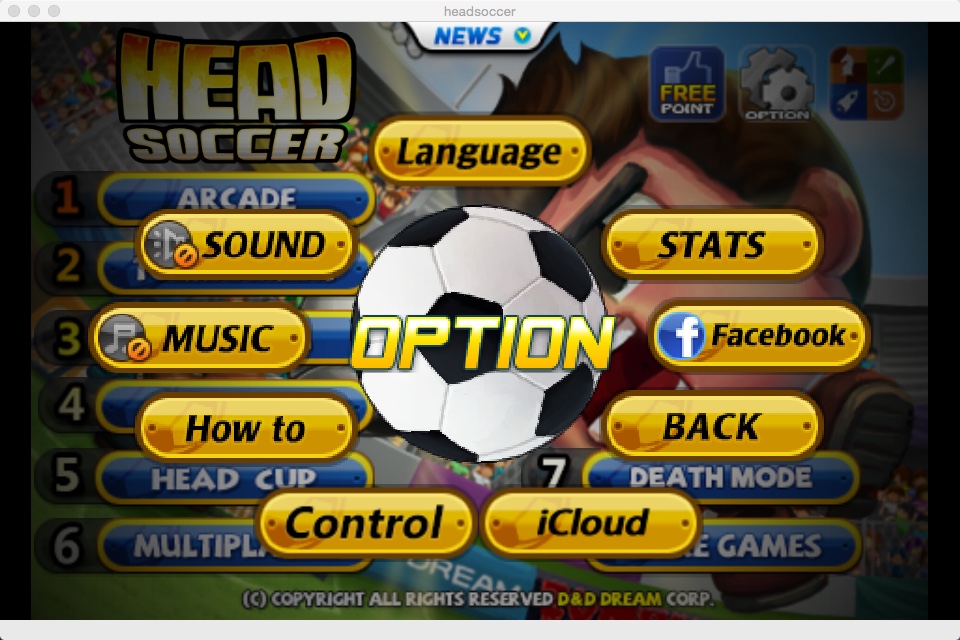 Head Soccer 5.4 : Game Options