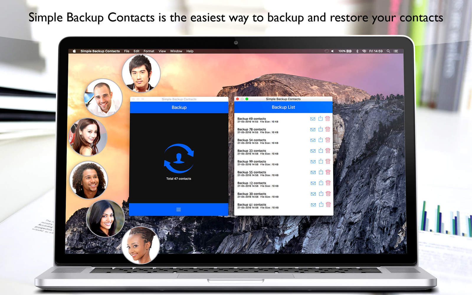 Simple Backup Contacts 1.8 : Main Window