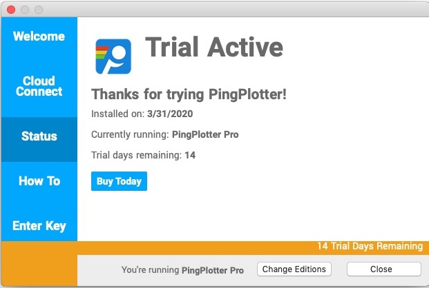 PingPlotter 5.1 : Status