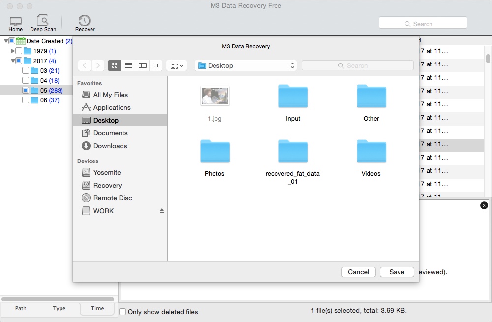 M3 Data Recovery 5.6 : Selecting Destination For Restored Files