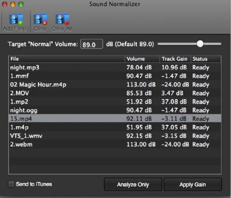 Sound Normalizer 2.7 : Main Screen