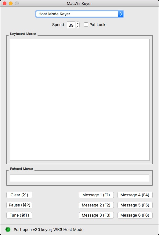 MacWinKeyer 1.0 : Main window