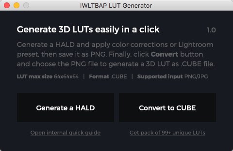 IWLTBAP LUT Generator 1.0 : Main Window