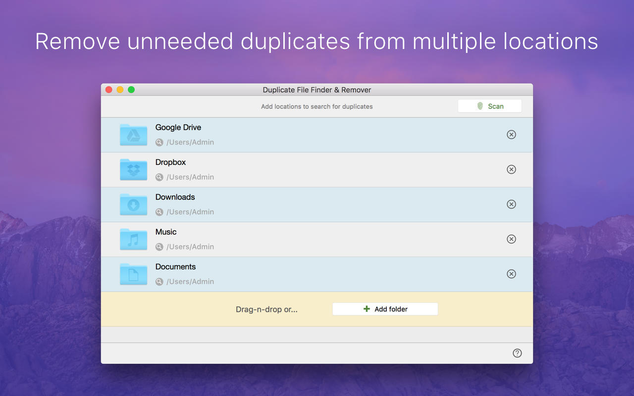 Duplicate File Finder & Remover 1.1 : Main Window