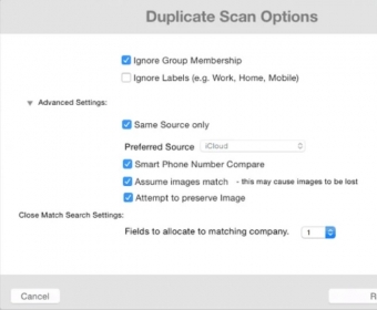 Duplicate Scan Options