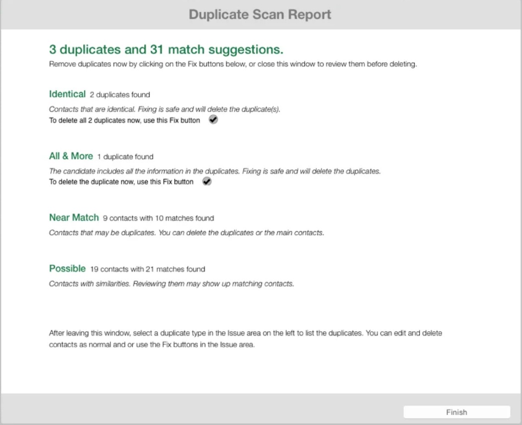 Address Book Clearout 2.1 : Duplicate Scan Report