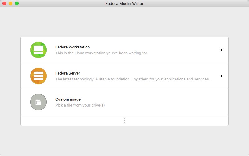 Fedora Media Writer 4.0 : Main Window