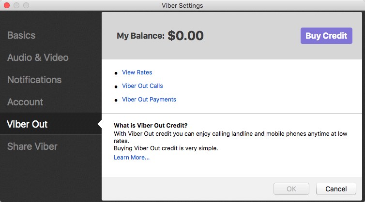 Viber 6.6 : Buy Credit Window