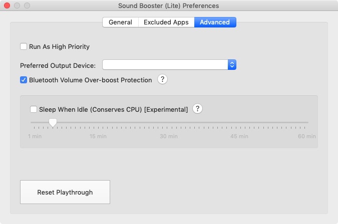 Sound Booster 0.3 : Advanced Preferences
