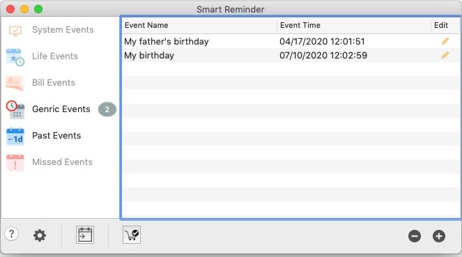 Smart Reminder 3.9 : Main Screen 