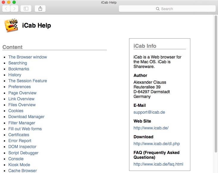iCab 5.8 : Help Guide