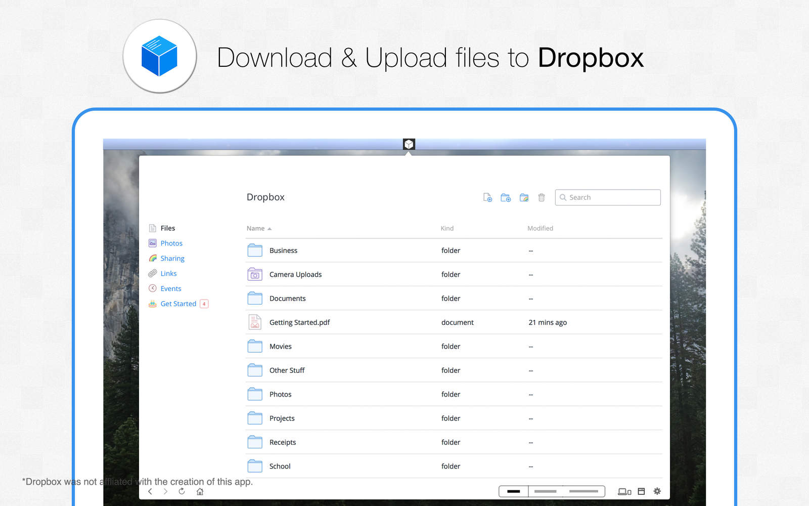 DropDrive for Dropbox 1.0 : Main Window