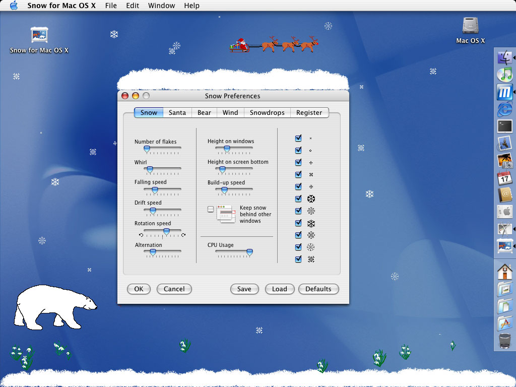 Snow for Mac OS X 1.2 : Main window