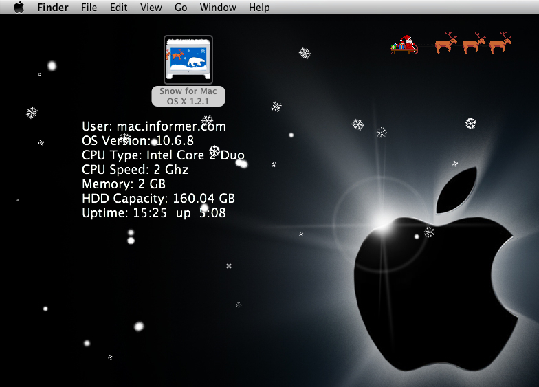 Snow for Mac OS X 1.2 : Desktop Screen
