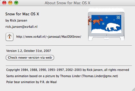 Snow for Mac OS X 1.2 : About