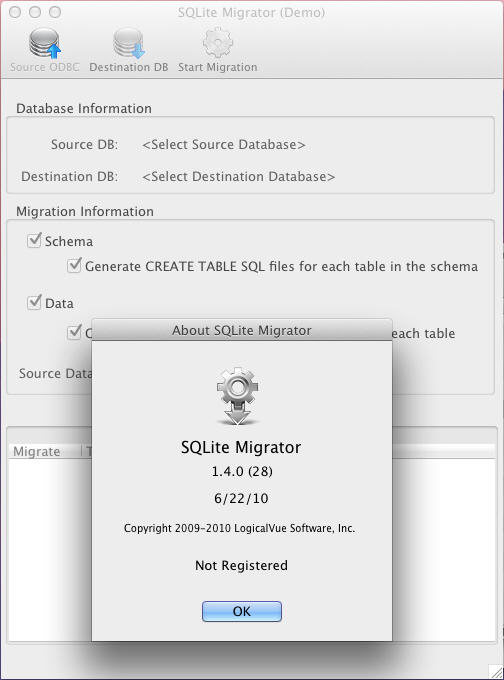 SQLite Migrator 1.4 : Main Window