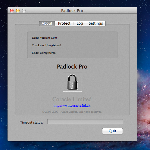 Padlock (OS X) 1.0 : Main window