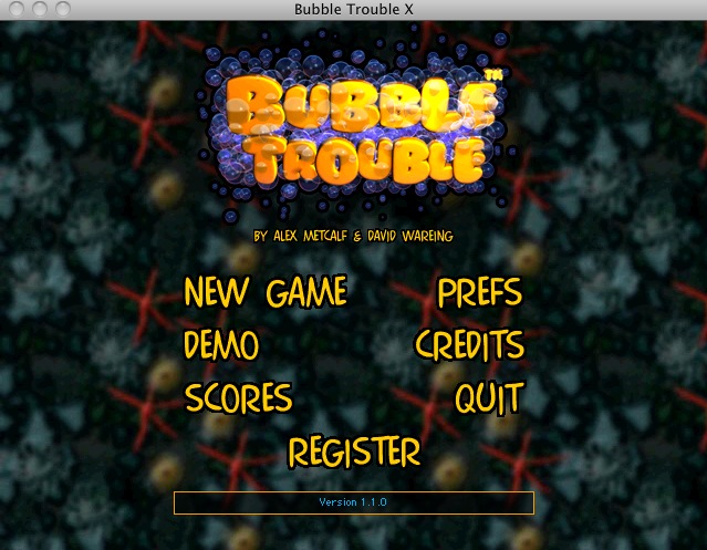 Bubble Trouble X 1.1 : Main menu