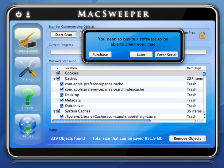 Mac Sweeper 3.0 : Main interface