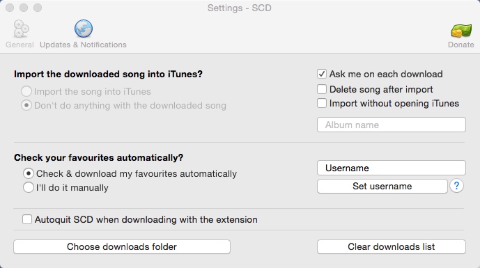 SoundCloud Downloader 2.7 : Preferences Window
