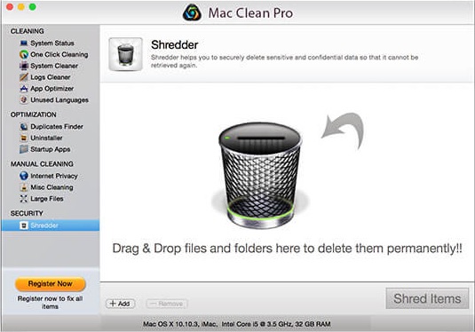 Mac Clean Pro 1.0 : Main window