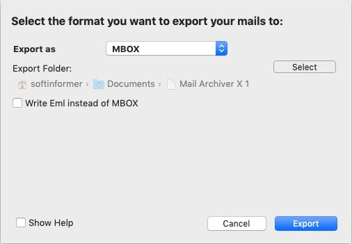 Mail Archiver X 5.2 : Export