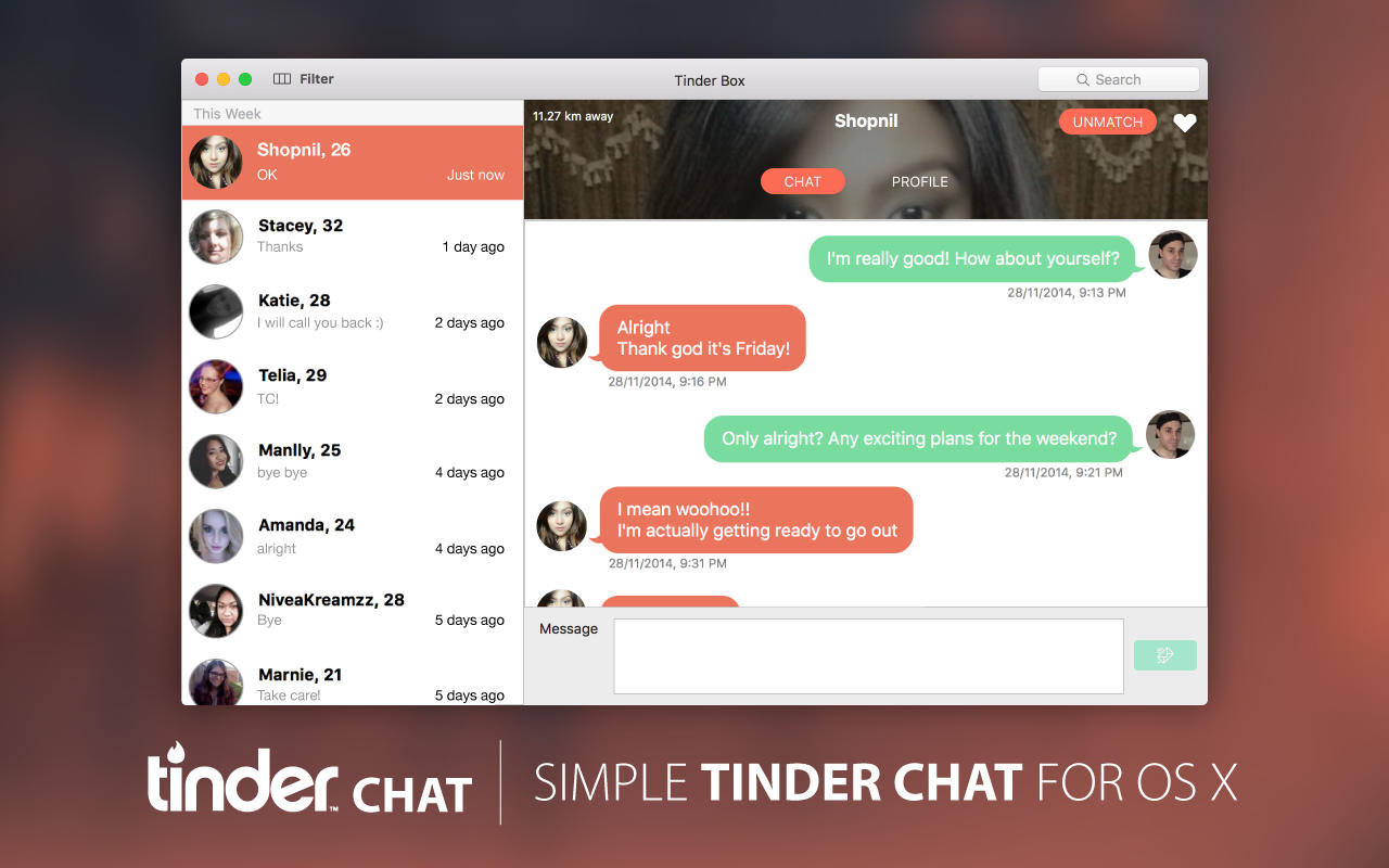 Messenger for Tinder 1.1 : Main Window