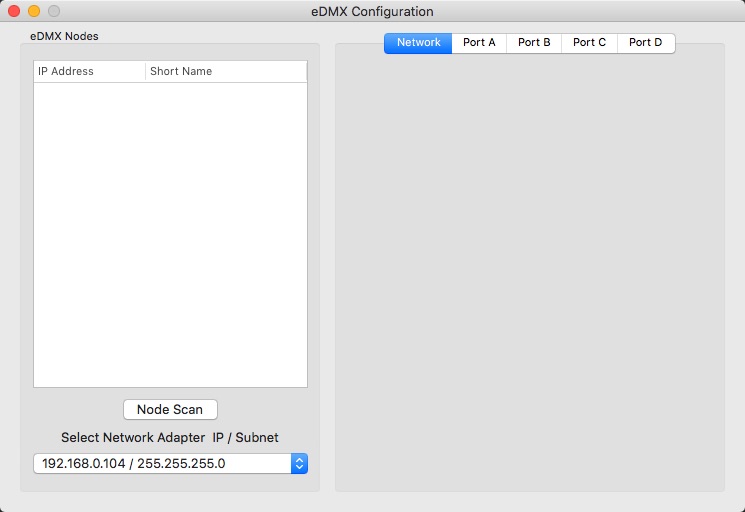 eDMX Configuration 1.1 : Main window