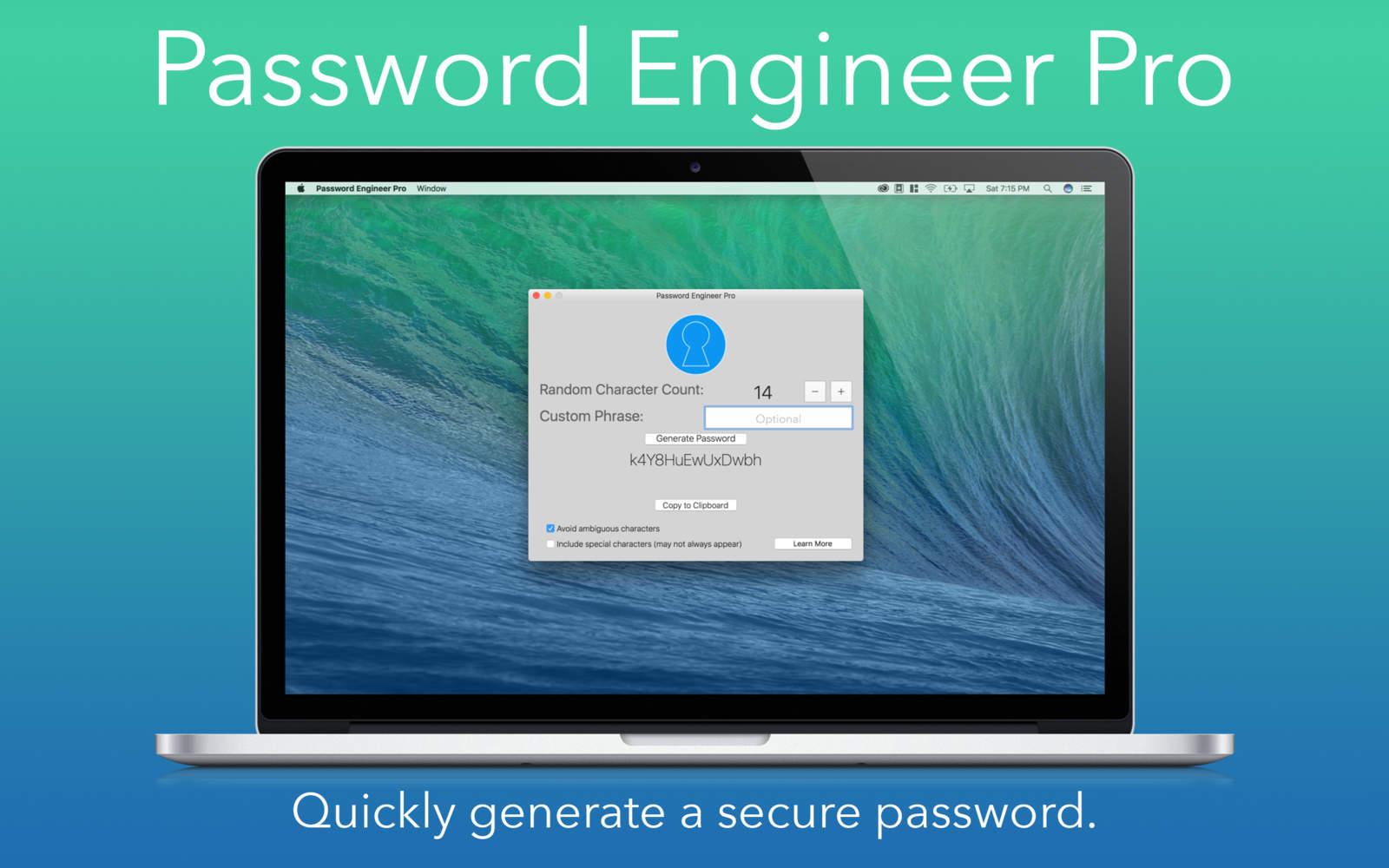 Password Engineer Pro 1.1 : Main Window