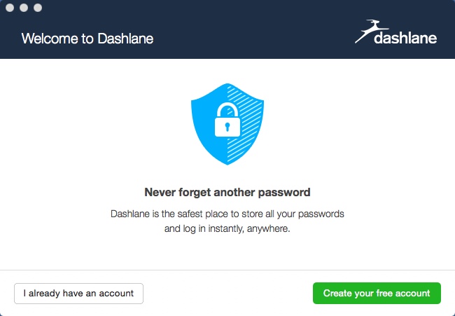 Dashlane 4.7 : Welcome Window