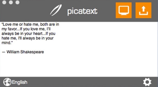 picatext 2.0 : Main Screen