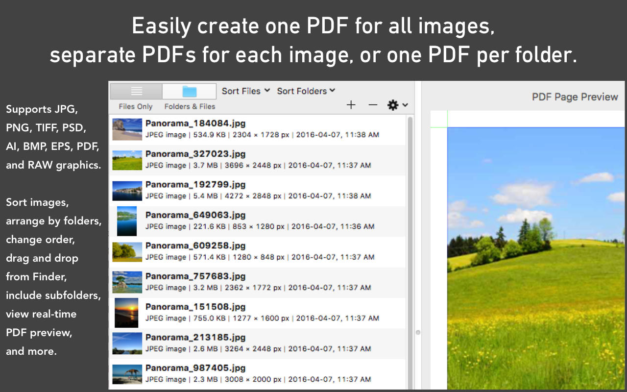 Badia Images to PDF 1.0 : Main Window