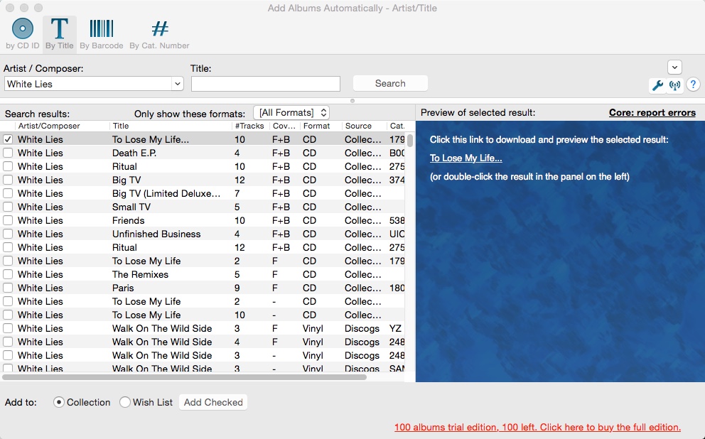 Music Collector 17.0 : Using Search Tool