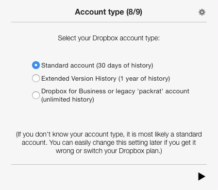 Revisions 2.3 : Selecting Account Type