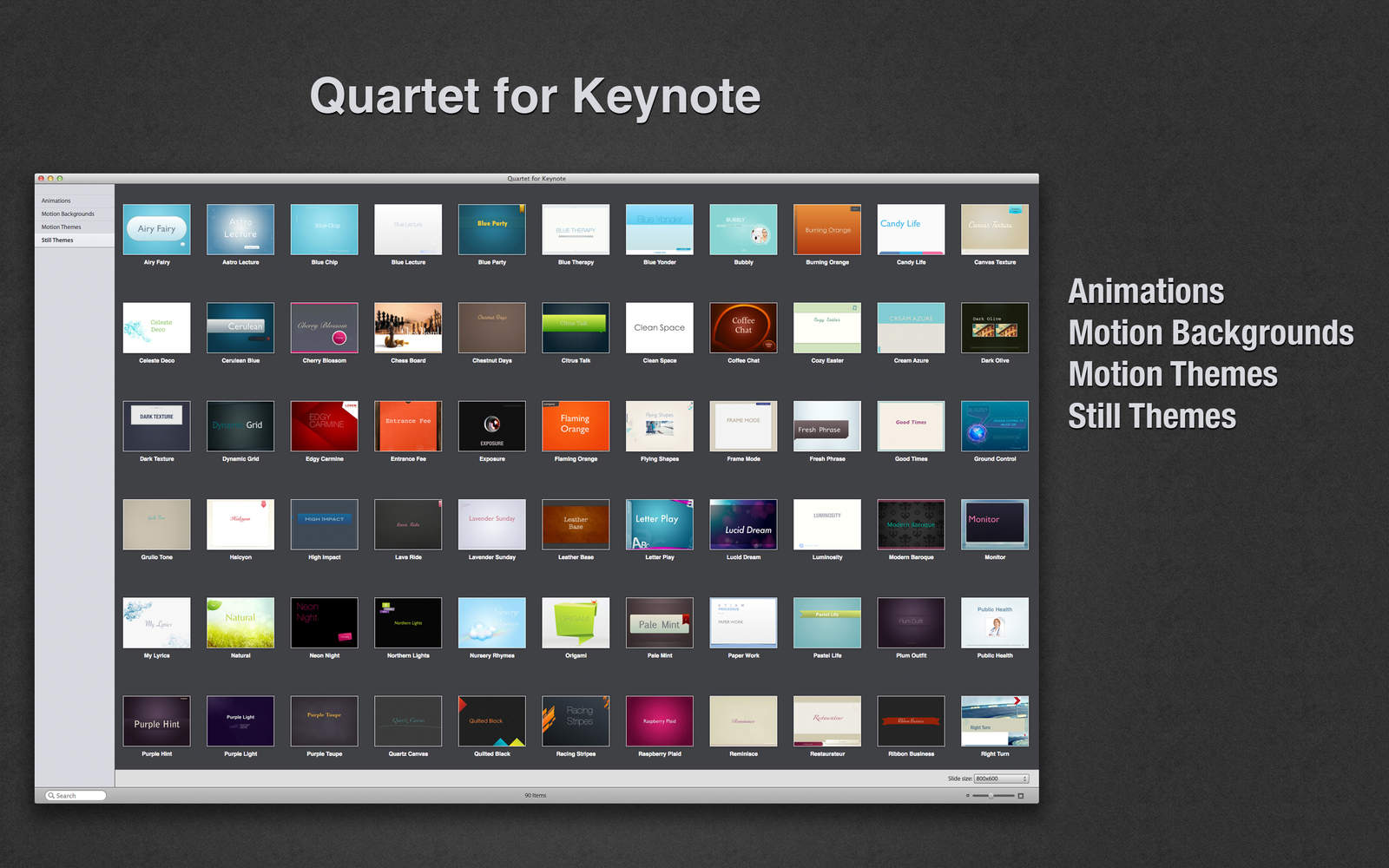 Quartet Guru for Keynote - Templates for Keynote 3.0 : Main Window