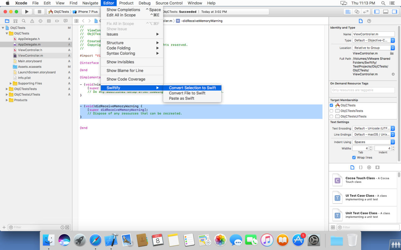 Swiftify Objective-C to Swift Converter for Xcode 1.2 : Main Window