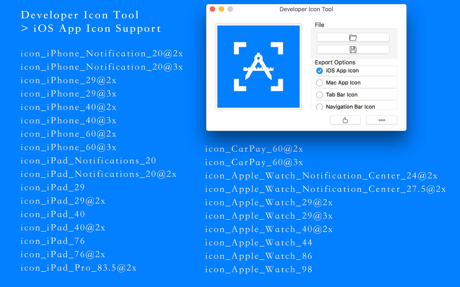 Developer Icon Tool 17.0 : Main Window