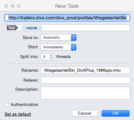 Folx GO 5.2 : Adding New Download Task