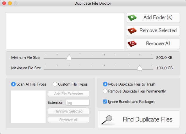Duplicate File Doctor 1.0 : Main Window