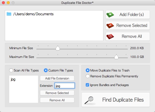 Duplicate File Doctor 1.0 : Add Folders Window