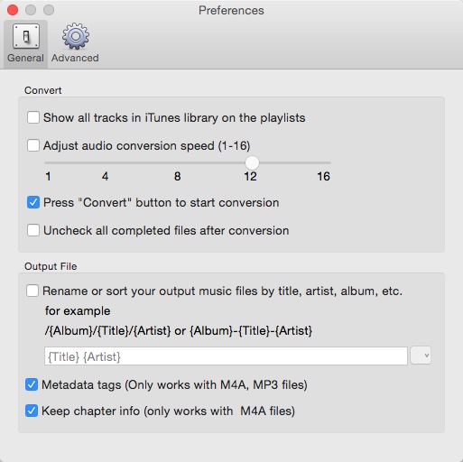 Ondesoft iTunes Converter 2.5 : Preferences Window