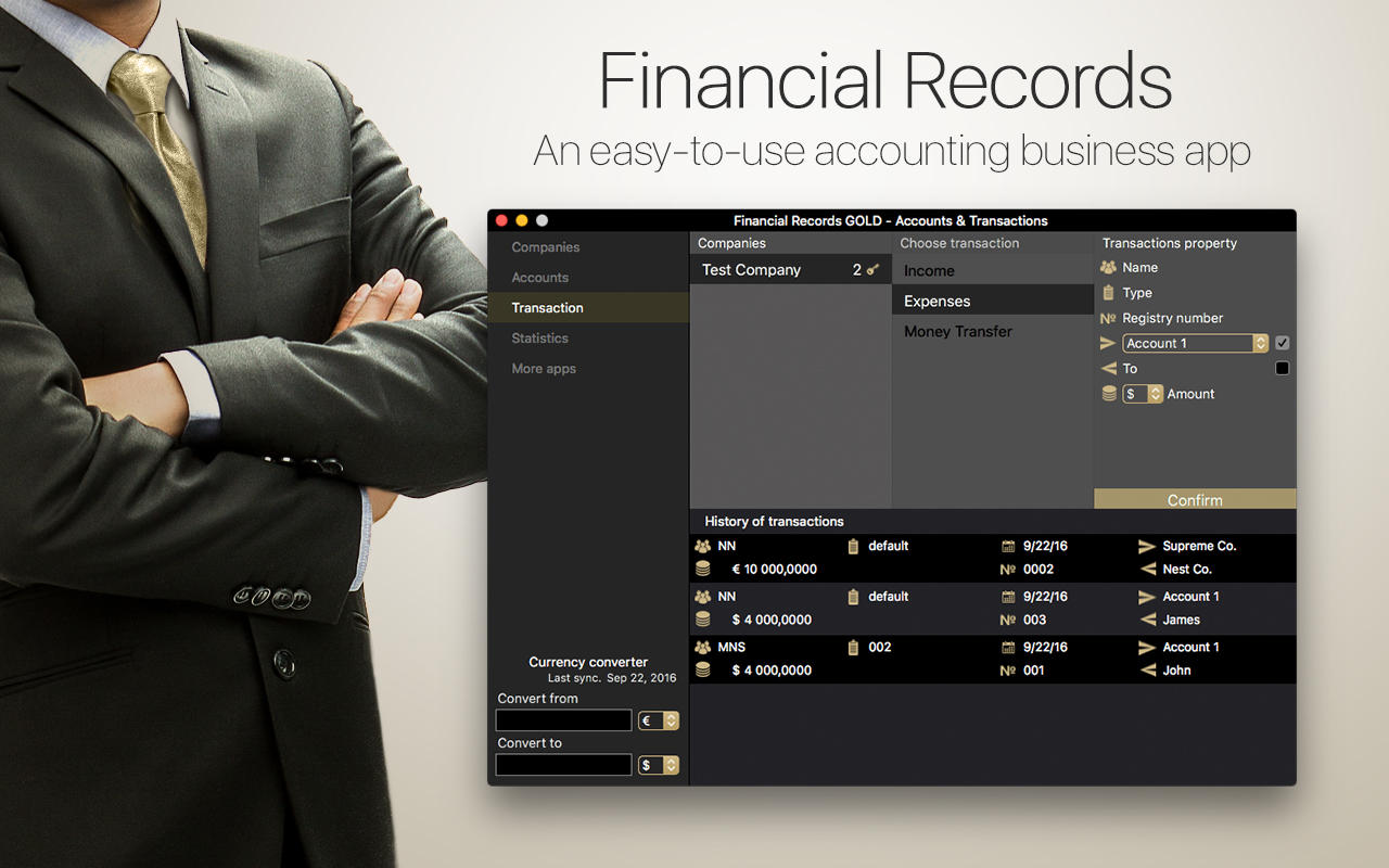 Financial Records - Accounts & Transactions 1.0 : Main Window