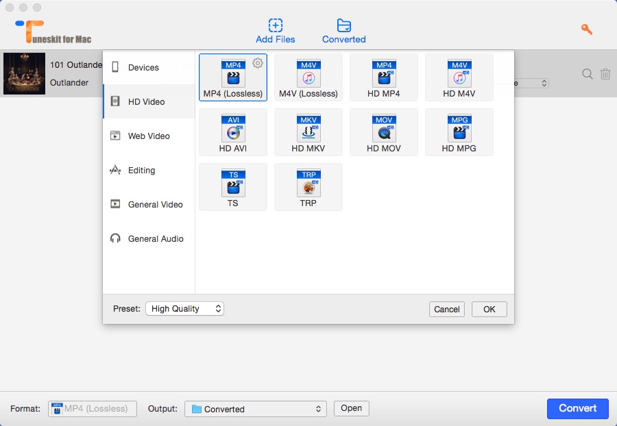TunesKit for Mac 3.4 : Selecting Output Profile