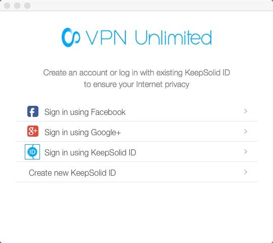 VPN Unlimited 4.1 : Login Window