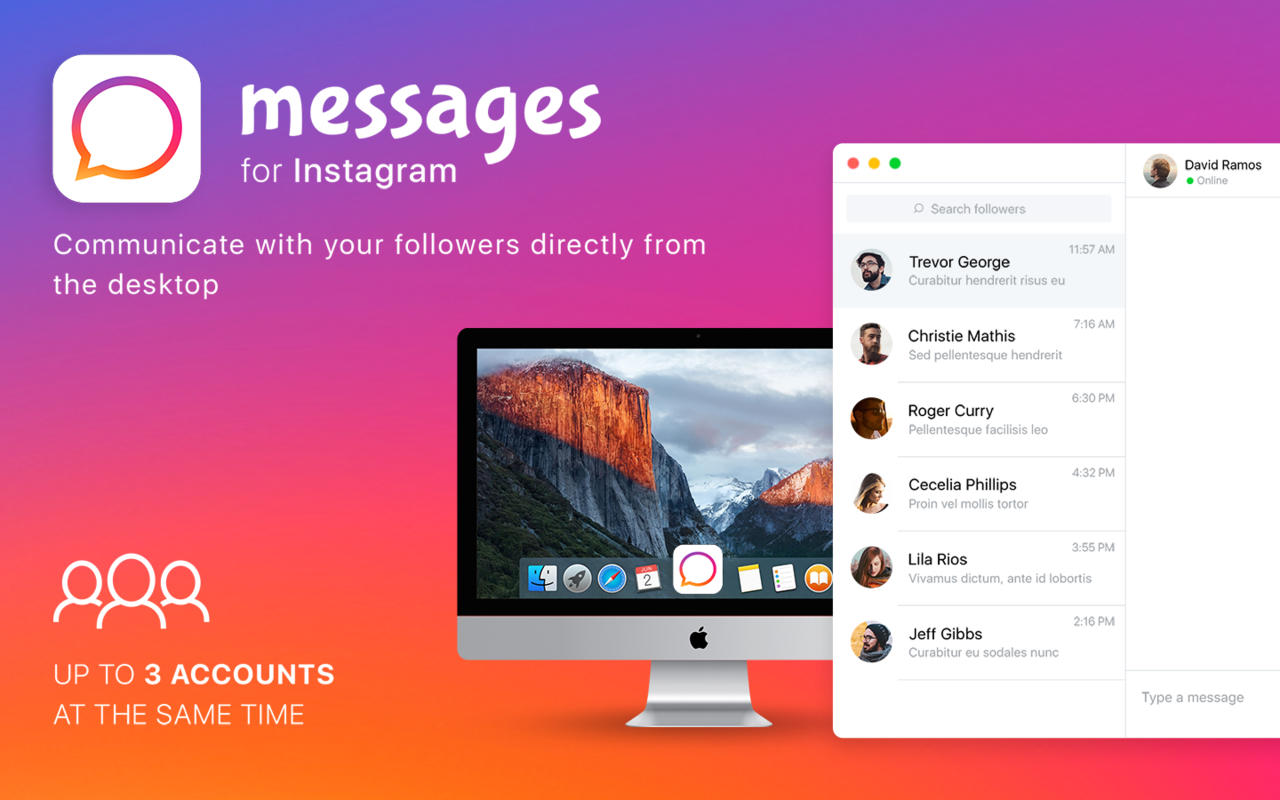 Messages for Instagram 1.2 : Main Window