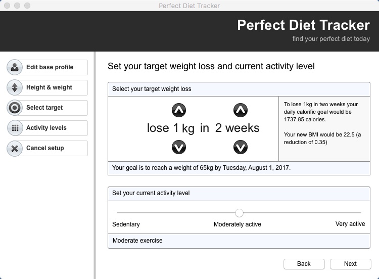 Perfect Diet Tracker 3.9 : Setting Goals