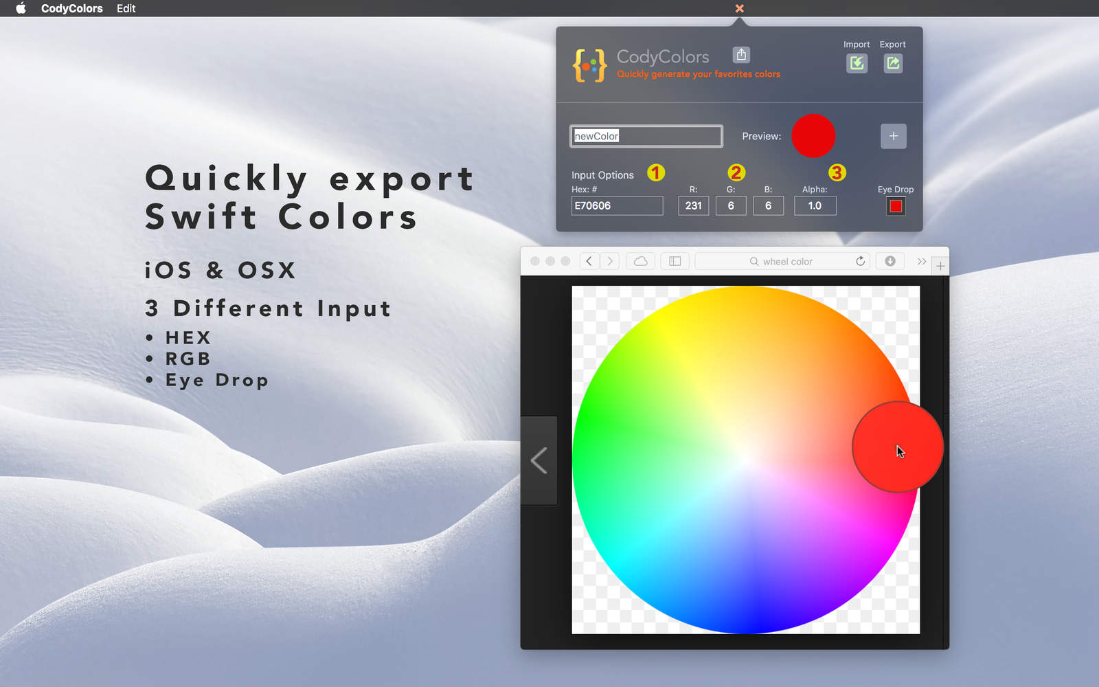 CodyColors 1.1 : Main Window