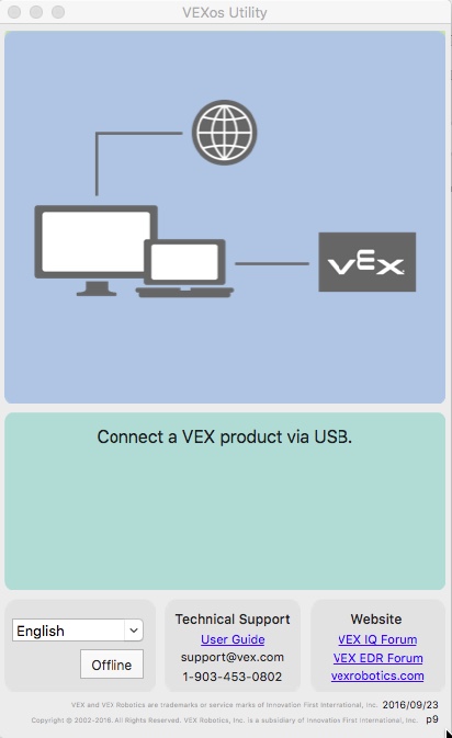 VEXos Utility 2.0 : Main window